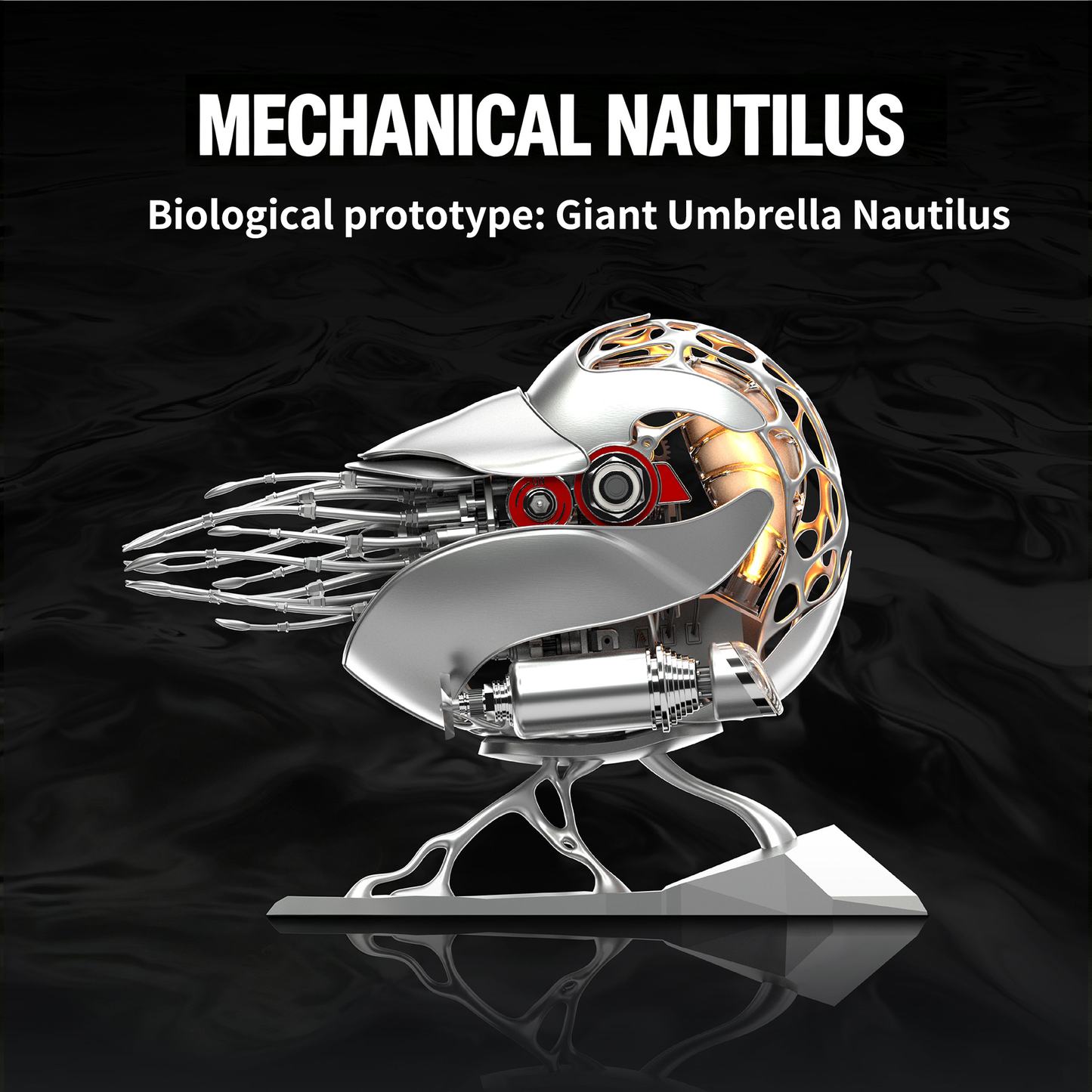 Mechanical Nautilus Shell - Precision Metal Craft Model(Nautilus/Ray)Unique Geek Gift: Dynamic Mechanical Fish Sculpture - Modern Metal Art Decor for Office Desk