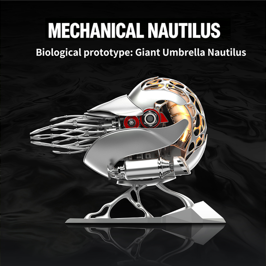 Mechanical Nautilus Shell - Precision Metal Craft Model(Nautilus/Ray)Unique Geek Gift: Dynamic Mechanical Fish Sculpture - Modern Metal Art Decor for Office Desk