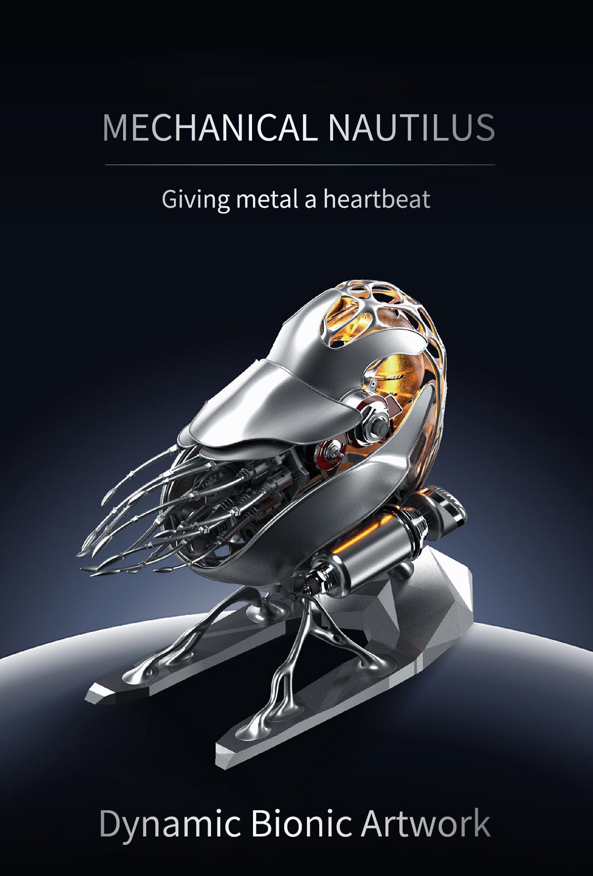 Mechanical Nautilus Shell - Precision Metal Craft Model(Nautilus/Ray)Unique Geek Gift: Dynamic Mechanical Fish Sculpture - Modern Metal Art Decor for Office Desk