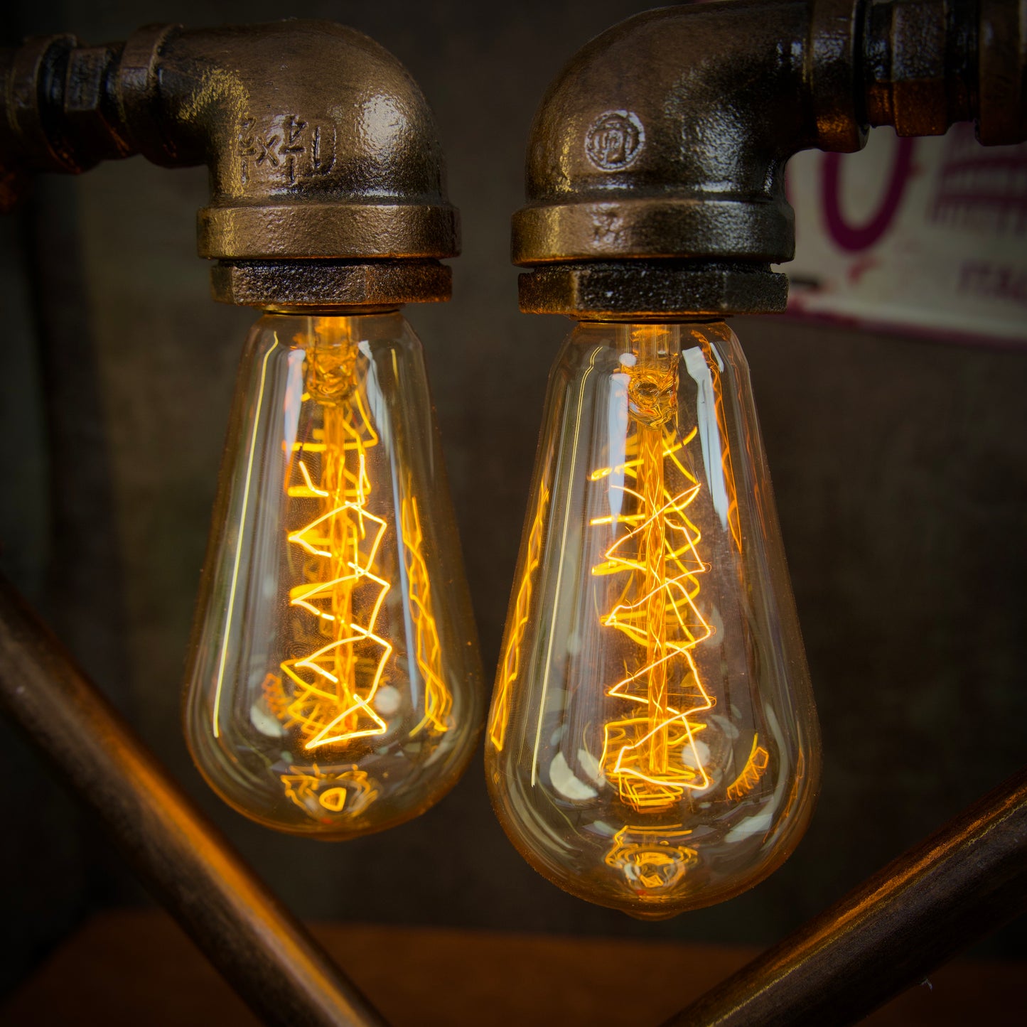 "Heart"Steampunk Pipe Lamp - Industrial Vintage Iron Table Lamp, Handmade Robot Pipe Light, Unique Birthday Gift Idea