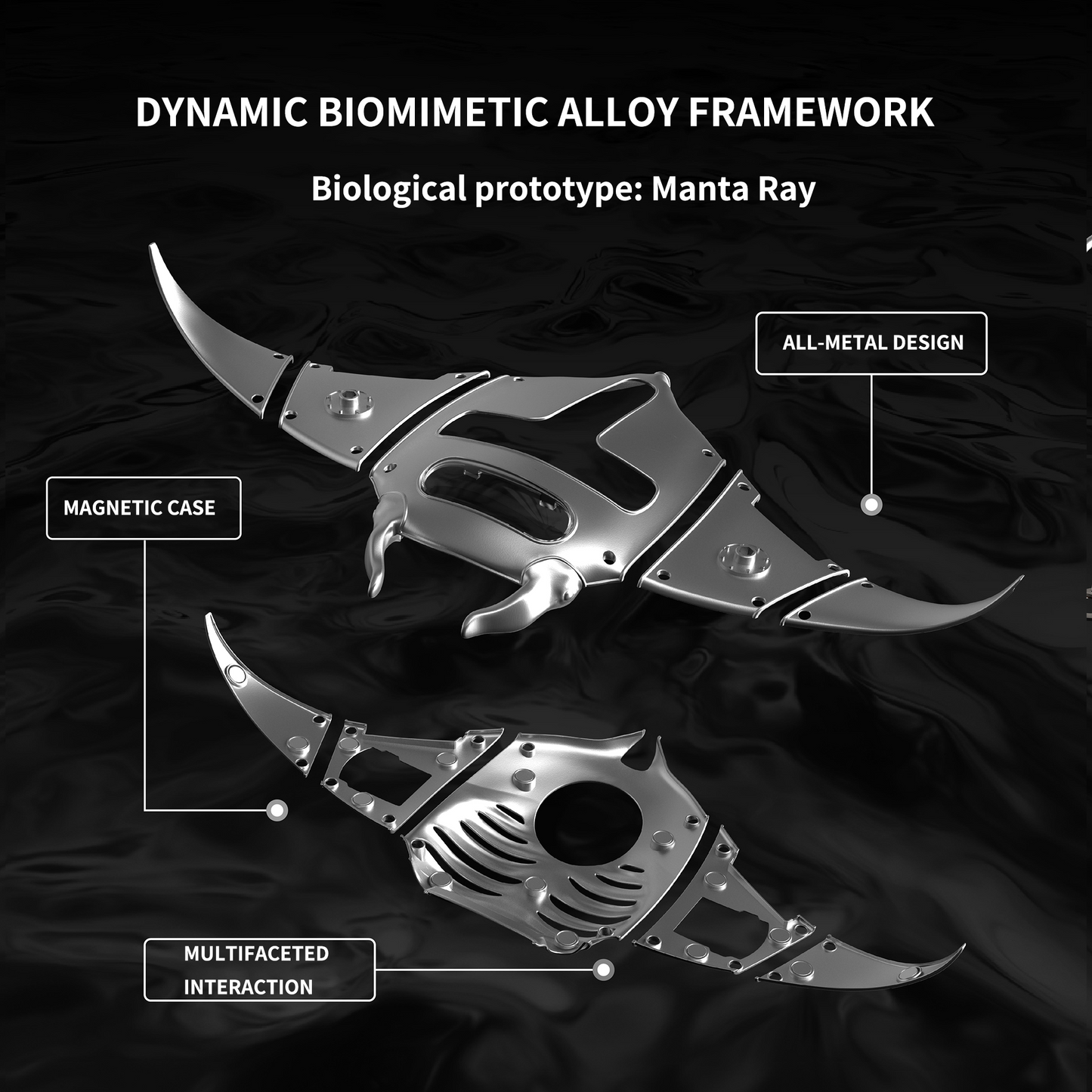 Electric Mechanical Manta Ray Model - Rechargeable Steampunk Metal Bionic Sculpture, DIY Kit & Pre-assembled Desktop Ornament