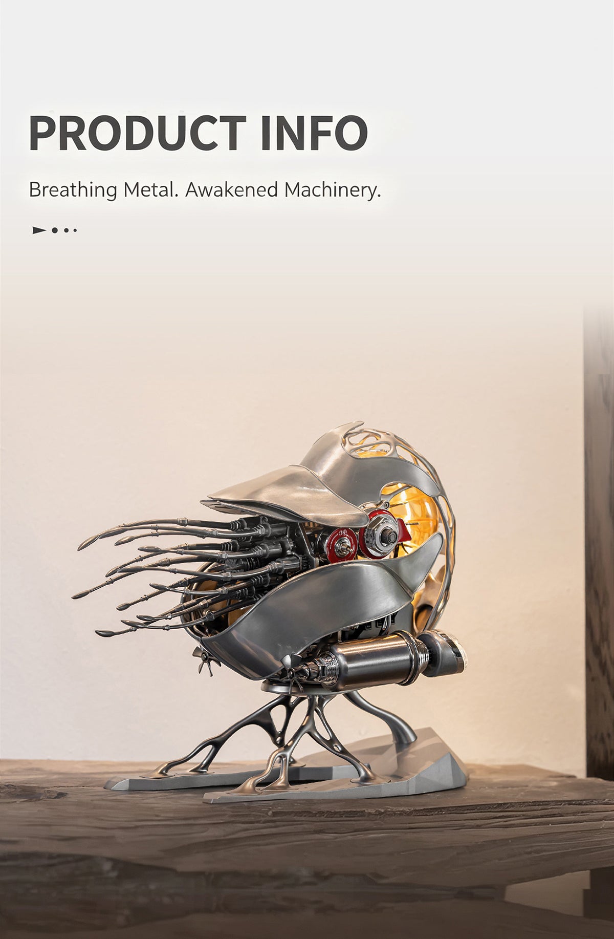 Mechanical Nautilus Shell - Precision Metal Craft Model(Nautilus/Ray)Unique Geek Gift: Dynamic Mechanical Fish Sculpture - Modern Metal Art Decor for Office Desk