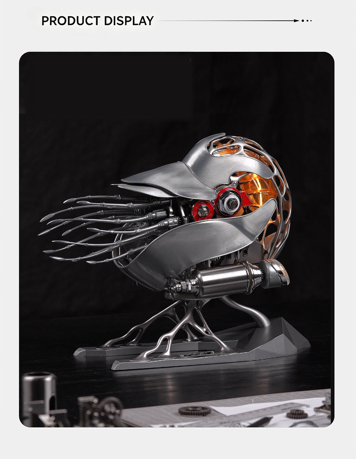 Mechanical Nautilus Shell - Precision Metal Craft Model(Nautilus/Ray)Unique Geek Gift: Dynamic Mechanical Fish Sculpture - Modern Metal Art Decor for Office Desk