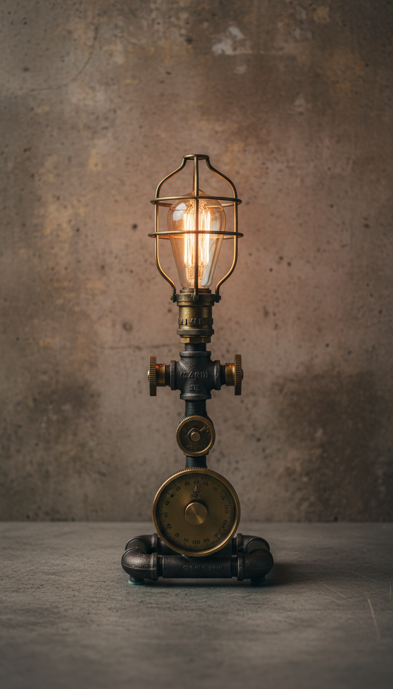 Pipe Table Lamp With Edison Bulb