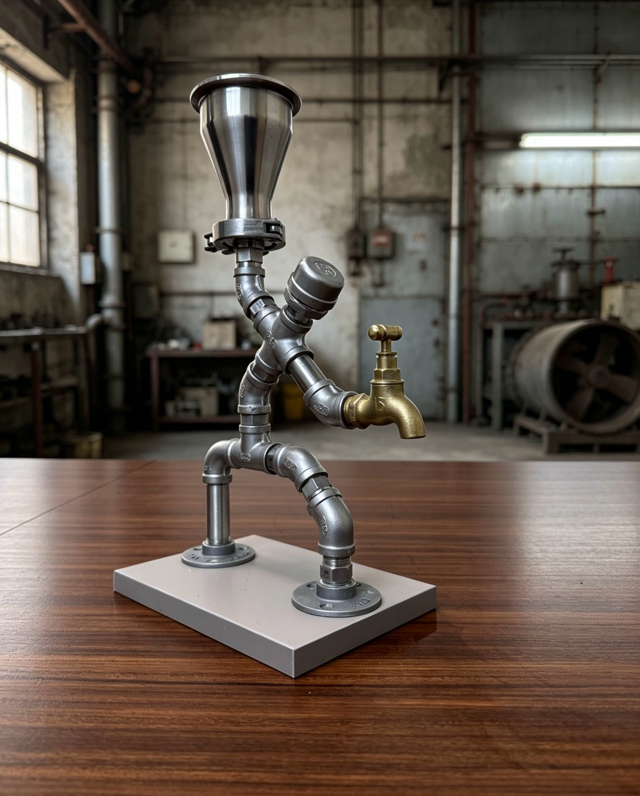 "Mr. Wine"Liquor Dispenser - 304 Stainless Steel Industrial Pipe Robot Decanter, Handmade Steampunk Bar Accessory